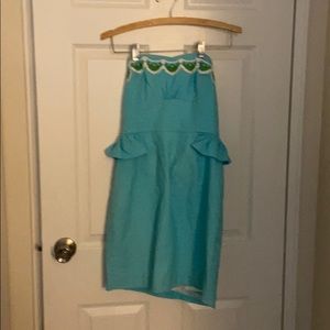 Lily Pulitzer blue strapless dress